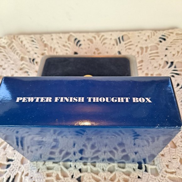 Pewter Finish Thought Box Lidded Hinged - Picture 5 of 7